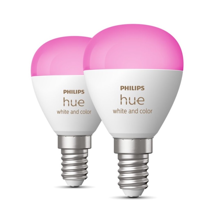 KOMPLEKTAS 2x LED RGBW Reguliuojama lemputė Philips Hue White And Color Ambiance P45 E14/5,1W/230V 2000-6500K