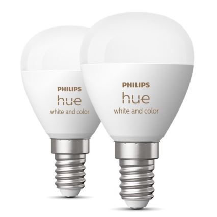 KOMPLEKTAS 2x LED RGBW Reguliuojama lemputė Philips Hue White And Color Ambiance P45 E14/5,1W/230V 2000-6500K