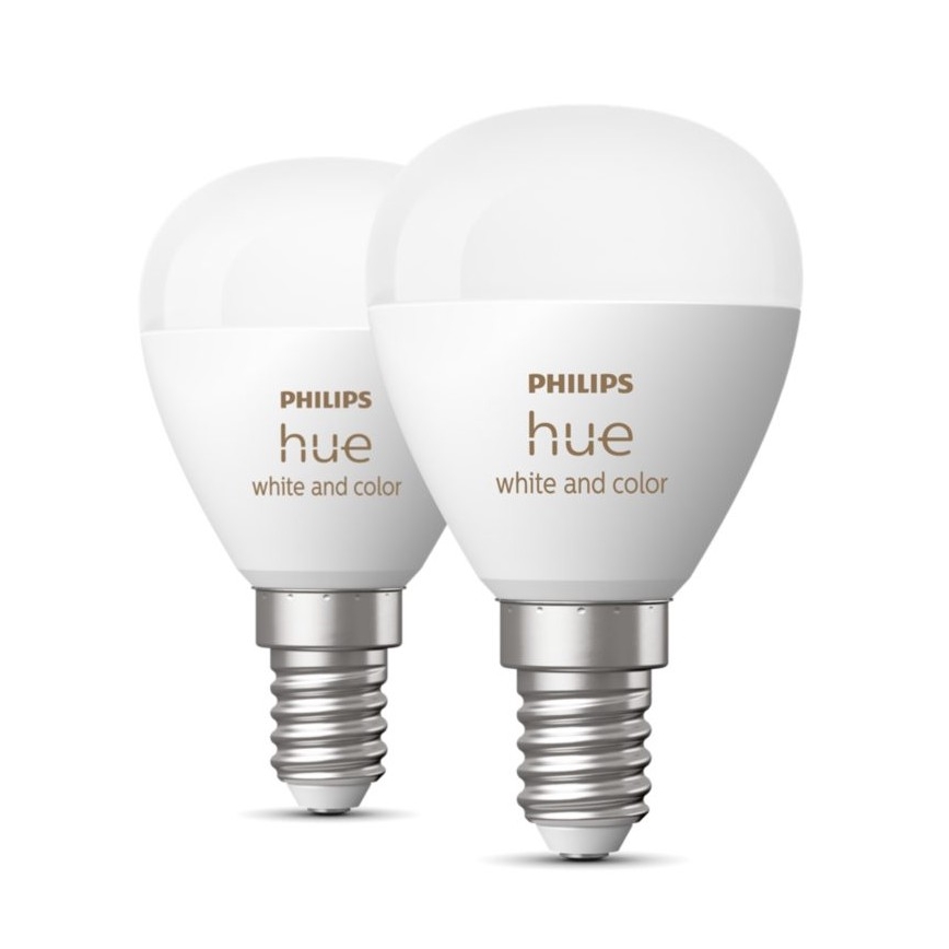 KOMPLEKTAS 2x LED RGBW Reguliuojama lemputė Philips Hue White And Color Ambiance P45 E14/5,1W/230V 2000-6500K