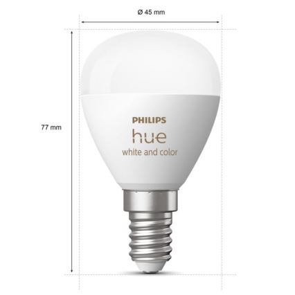 KOMPLEKTAS 2x LED RGBW Reguliuojama lemputė Philips Hue White And Color Ambiance P45 E14/5,1W/230V 2000-6500K