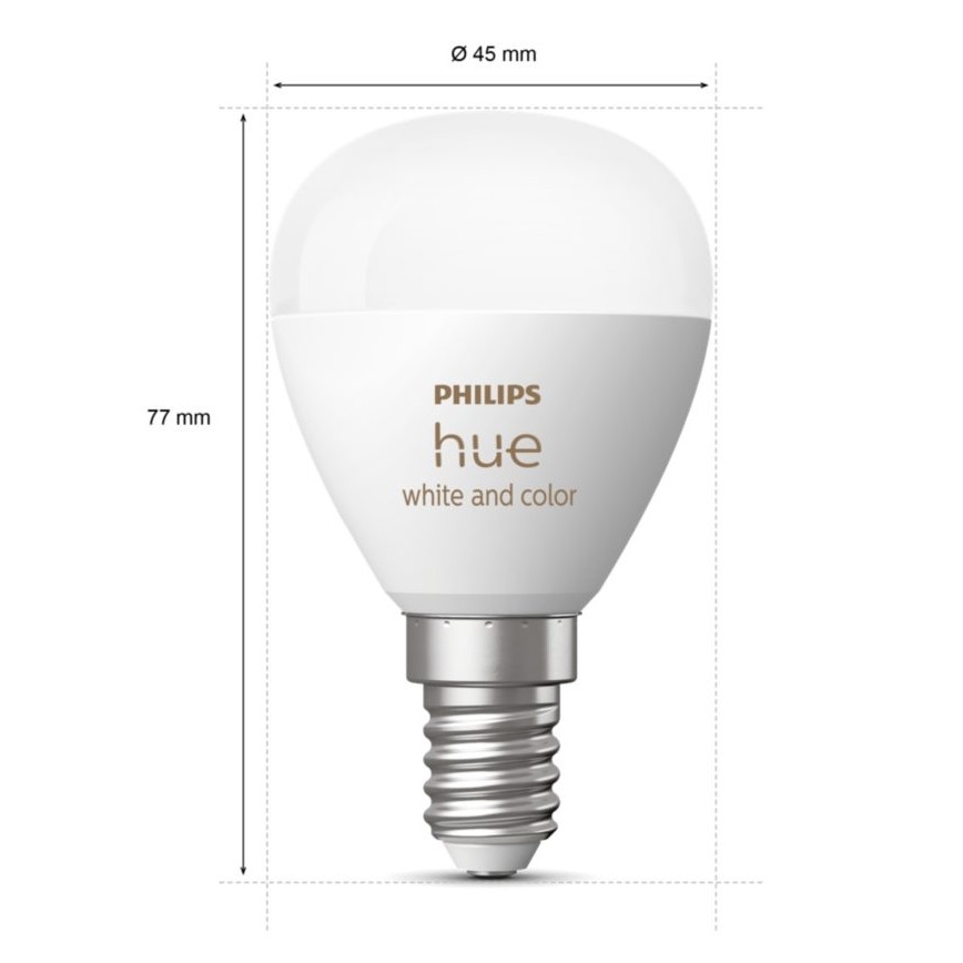 KOMPLEKTAS 2x LED RGBW Reguliuojama lemputė Philips Hue White And Color Ambiance P45 E14/5,1W/230V 2000-6500K
