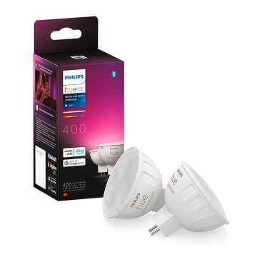 KOMPLEKTAS 2x LED RGBW Reguliuojama lemputė Philips Hue White And Color Ambiance GU5,3/MR16/6,3W/12V 2000-6500K