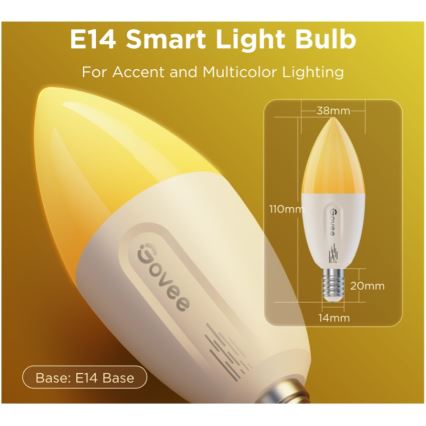 KOMPLEKTAS 2x LED RGBWW Pritemdoma elektros lemputė E14/5W/230V 2700-6500K Wi-Fi - Govee