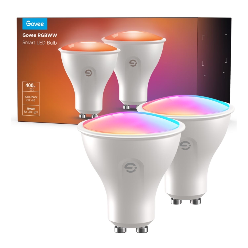 KOMPLEKTAS 2x LED RGBWW Pritemdoma elektros lemputė GU10/4,8W/230V 2700-6500K Wi-Fi - Govee