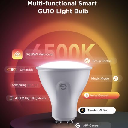 KOMPLEKTAS 2x LED RGBWW Pritemdoma elektros lemputė GU10/4,8W/230V 2700-6500K Wi-Fi - Govee