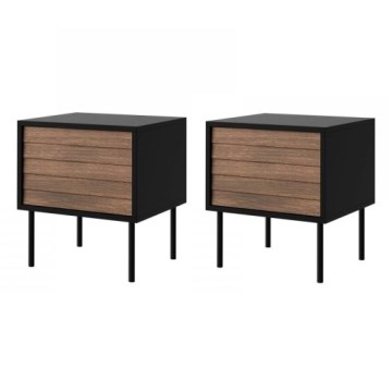 KOMPLEKTAS 2x Naktinis staliukas CORTINA 51x45 cm juoda/graikinis riešutas warnia