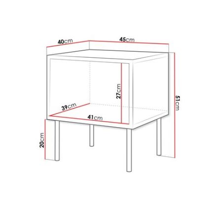 KOMPLEKTAS 2x Naktinis staliukas CORTINA 51x45 cm juoda/graikinis riešutas warnia