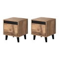 KOMPLEKTAS 2x Naktinis staliukas NORD 45x40 cm ruda/antracitas