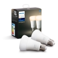 KOMPLEKTAS 2x Pritemdoma LED lemputė Philips Hue, balta E27/9W/230V 2700K