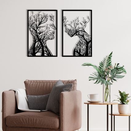 KOMPLEKTAS 2x Sienų dekoracija 86x63 cm Gyvybės medis metalas