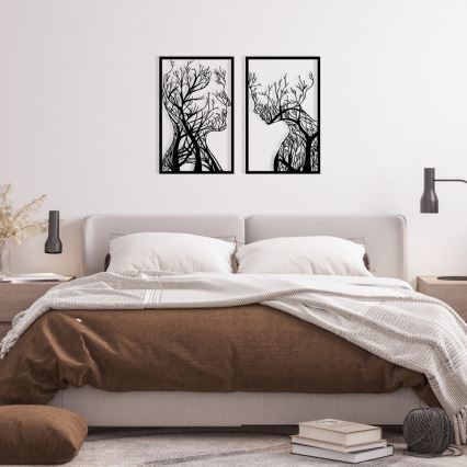 KOMPLEKTAS 2x Sienų dekoracija 86x63 cm Gyvybės medis metalas