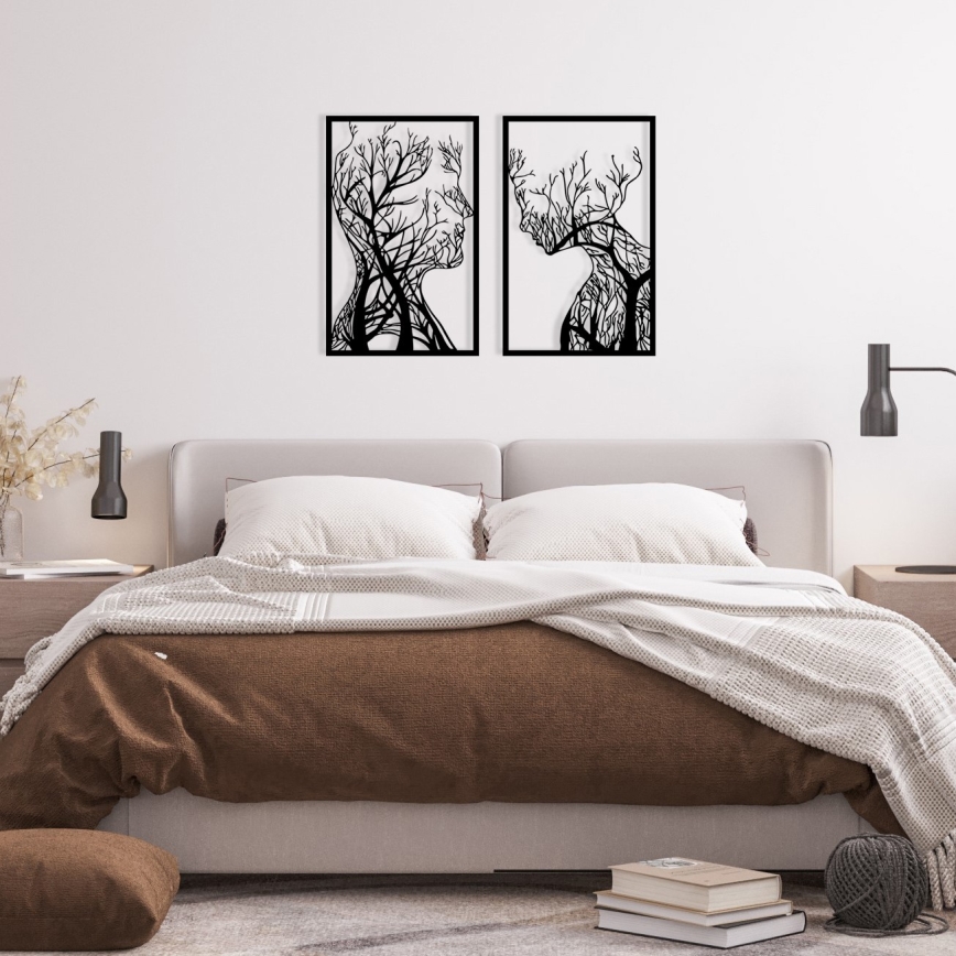 KOMPLEKTAS 2x Sienų dekoracija 86x63 cm Gyvybės medis metalas