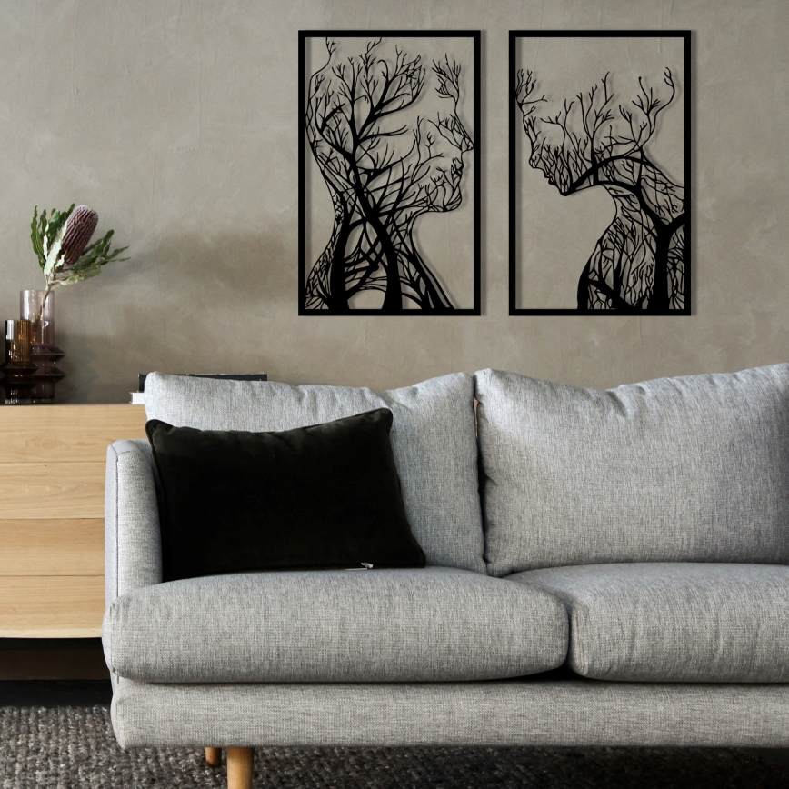 KOMPLEKTAS 2x Sienų dekoracija 86x63 cm Gyvybės medis metalas