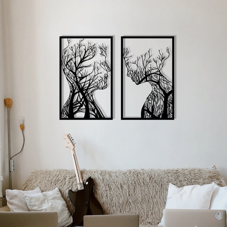 KOMPLEKTAS 2x Sienų dekoracija 86x63 cm Gyvybės medis metalas