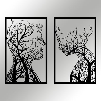 KOMPLEKTAS 2x Sienų dekoracija 86x63 cm Gyvybės medis metalas