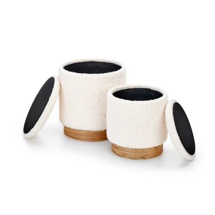 KOMPLEKTAS 2x Taburetas CANCUN diametras 31/38 cm balta/ruda