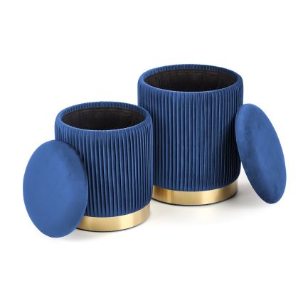 KOMPLEKTAS 2x Taburetas MONTY diametras 36/66 cm mėlyna/auksas