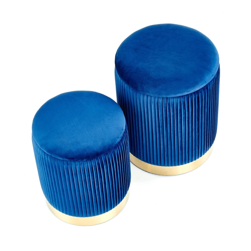 KOMPLEKTAS 2x Taburetas MONTY diametras 36/66 cm mėlyna/auksas