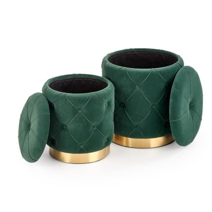 KOMPLEKTAS 2x Taburetas POLLY diametras 40/44 cm žalia/auksas