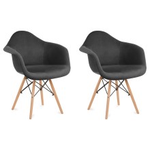 KOMPLEKTAS 2x Valgomojo kėdė NEREA 80x60,5 cm pilka/bukas
