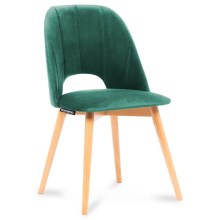 KOMPLEKTAS 2x Valgomojo kėdė TINO 86x48 cm tamsiai žalia/bukas