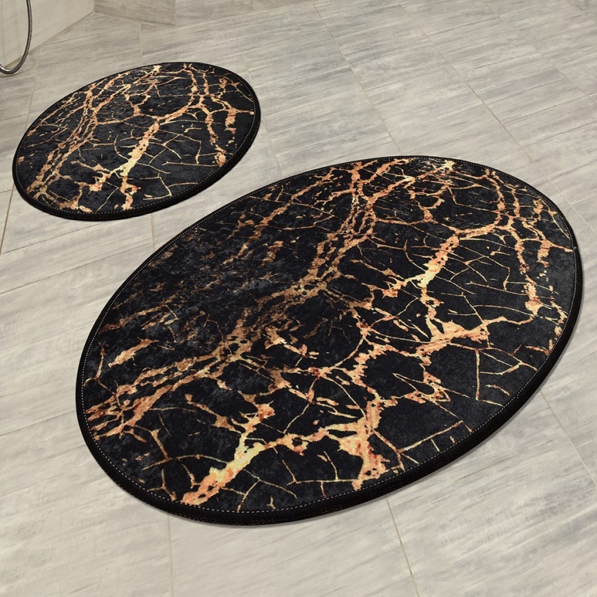 KOMPLEKTAS 2x Vonios kilimėlis GOLDES 60/100 cm juoda/auksas