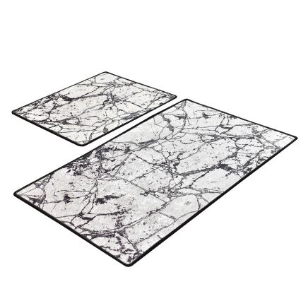 KOMPLEKTAS 2x Vonios kilimėlis MARBLE 60/100 cm balta/juoda