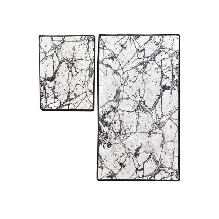 KOMPLEKTAS 2x Vonios kilimėlis MARBLE 60/100 cm balta/juoda