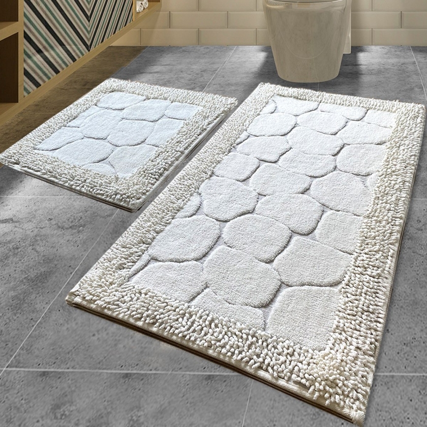 KOMPLEKTAS 2x Vonios kilimėlis STONE 60/100 cm balta