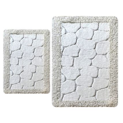 KOMPLEKTAS 2x Vonios kilimėlis STONE 60/100 cm balta