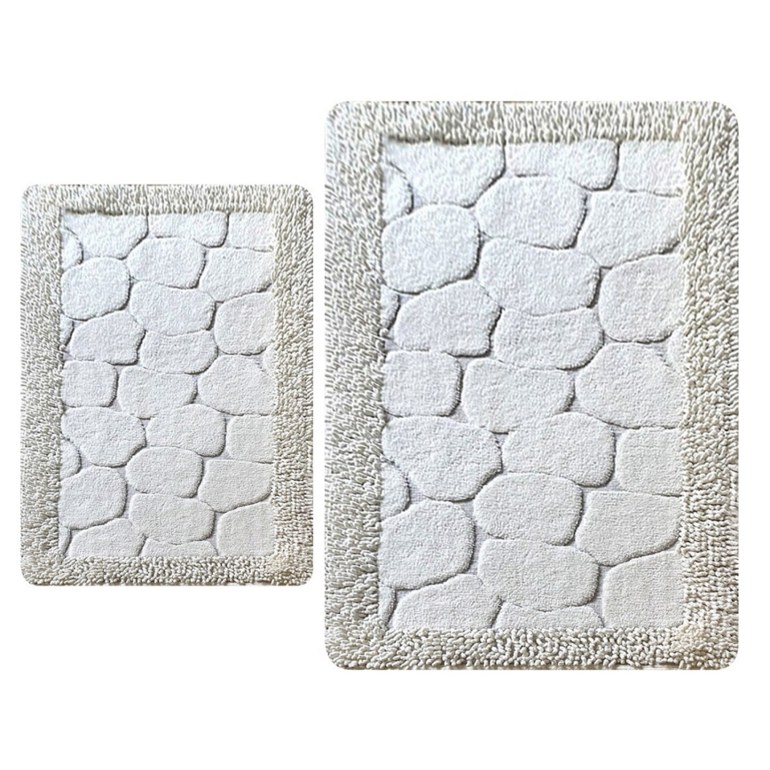 KOMPLEKTAS 2x Vonios kilimėlis STONE 60/100 cm balta