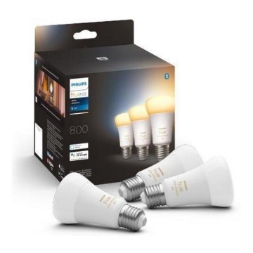 Komplektas: 3 dimeriuojamos Philips Hue WHITE AMBIANCE A60 E27/6W/230V 2200-6500K LED lemputės