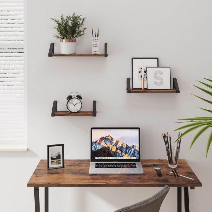 Komplektas: 3 sieninės lentynos SHELFY, rudos/juodos
