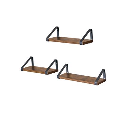 Komplektas: 3 sieninės lentynos SHELFY, rudos/juodos
