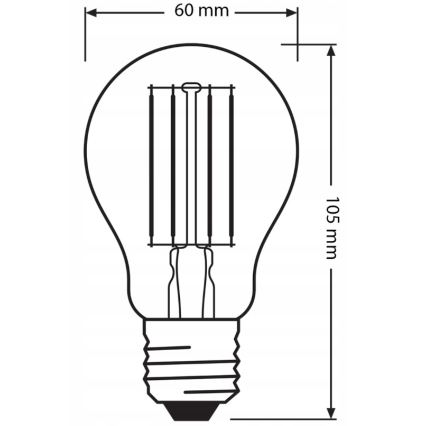 Komplektas 3 vnt. LED lemputės BASE CLASSIC FILAMENT A60 E27/7,5W/230V 4000K - Osram