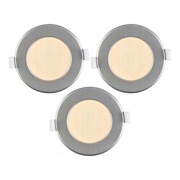 Komplektas 3 vnt. LED vonios įleidžiamųjų šviestuvų LED/6W/230V IP44, sidabro spalvos