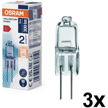 Komplektas 3 vnt. orkaitės halogeninių lempučių HALOSTAR G4/20W/12V 2700K - Osram