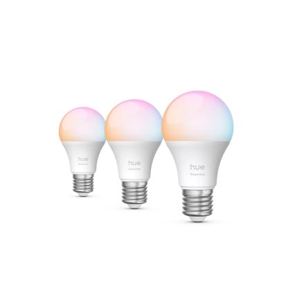 Komplektas 3x dimeriu reguliuojamų LED lempučių Philips Hue White And Color Ambiance Essential E27/8W/230V 2200-6500K
