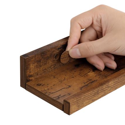Komplektas 3 vnt. sieninių lentynų SHELFY, rudos
