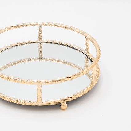 KOMPLEKTAS 3x Dekoratyvinis padėklas diametras 27/33/37 cm auksas