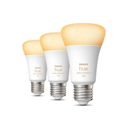 Komplektas: 3 dimeriuojamos Philips Hue WHITE AMBIANCE A60 E27/6W/230V 2200-6500K LED lemputės