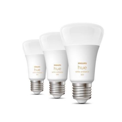 Komplektas: 3 dimeriuojamos Philips Hue WHITE AMBIANCE A60 E27/6W/230V 2200-6500K LED lemputės