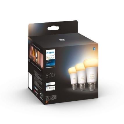 Komplektas: 3 dimeriuojamos Philips Hue WHITE AMBIANCE A60 E27/6W/230V 2200-6500K LED lemputės