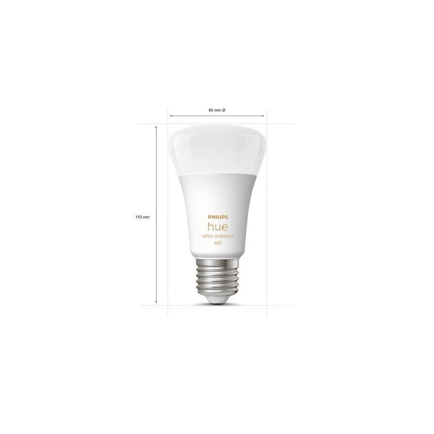 Komplektas: 3 dimeriuojamos Philips Hue WHITE AMBIANCE A60 E27/6W/230V 2200-6500K LED lemputės