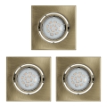 KOMPLEKTAS 3x įleidžiamas LED šviestuvas 3xGU10/5W/230V IGOA bronza