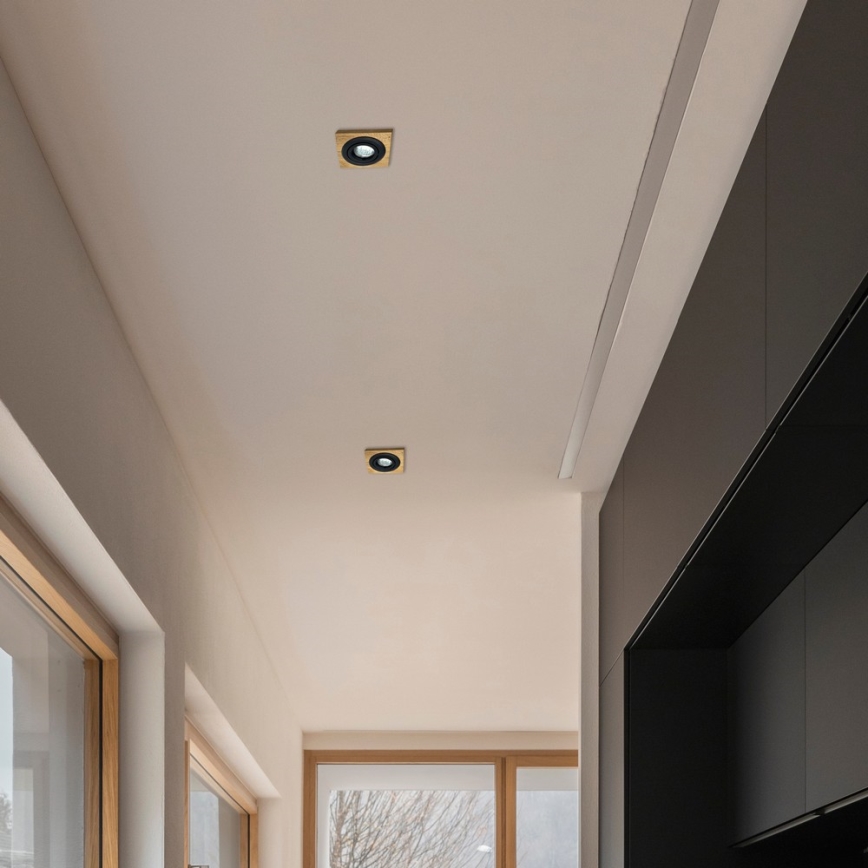 KOMPLEKTAS 3x Įleidžiamas šviestuvas TOBBY 1xG9/20W/230V 11,5x11,5 cm ąžuolas/juoda