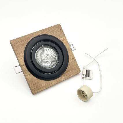 KOMPLEKTAS 3x Įleidžiamas šviestuvas TOBBY 1xG9/20W/230V 11,5x11,5 cm ąžuolas/juoda