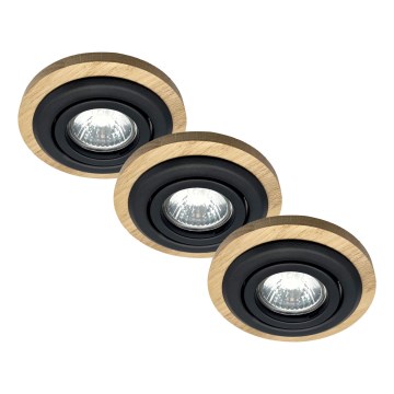 KOMPLEKTAS 3x Įleidžiamas šviestuvas TOBBY 1xG9/20W/230V diametras 11,5 cm ąžuolas/juoda