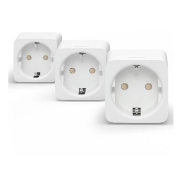 KOMPLEKTAS 3x Išmanus kištukas Philips Hue Išmanus kištukas EU SCHUKO