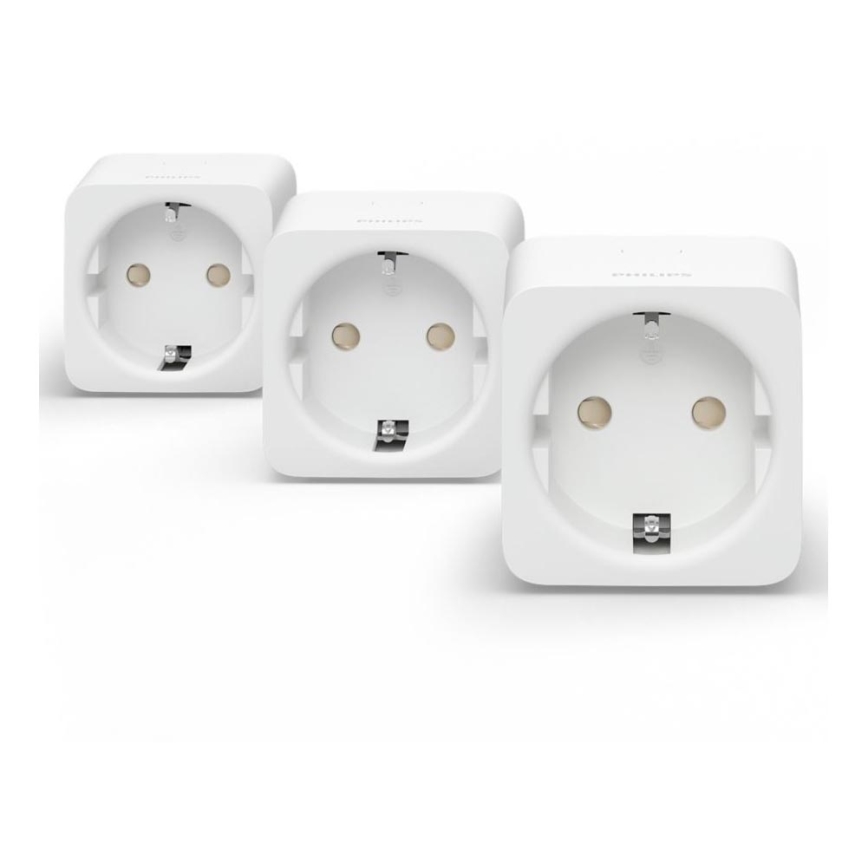 KOMPLEKTAS 3x Išmanus kištukas Philips Hue Išmanus kištukas EU SCHUKO